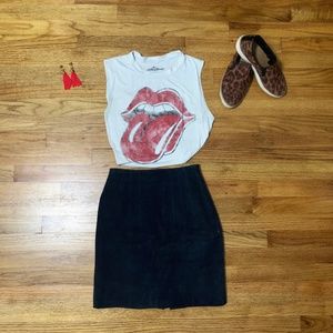 Navy Suede Mini Skirt